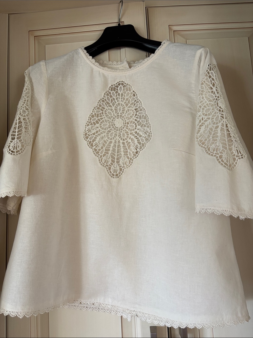 Women's Ivory Lace Inset Blouse